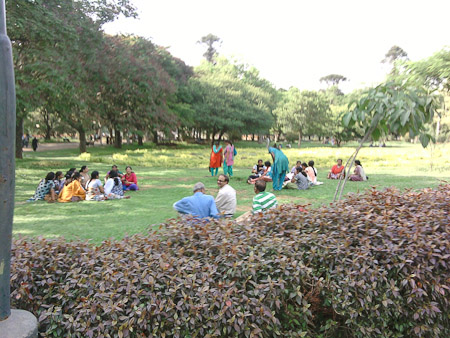 Families enjoy Lalbagh Gardens