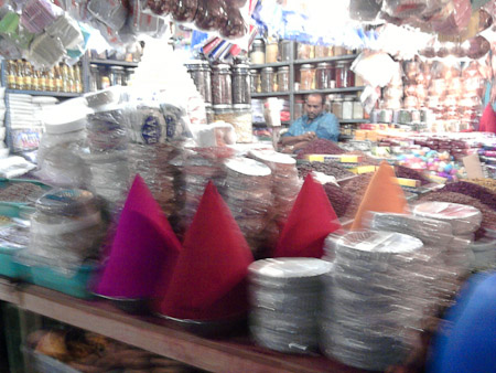Dyes at the flower market
